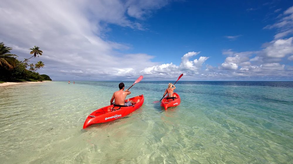Lomani Island Resort’s clear blue waters is perfect for kayaking