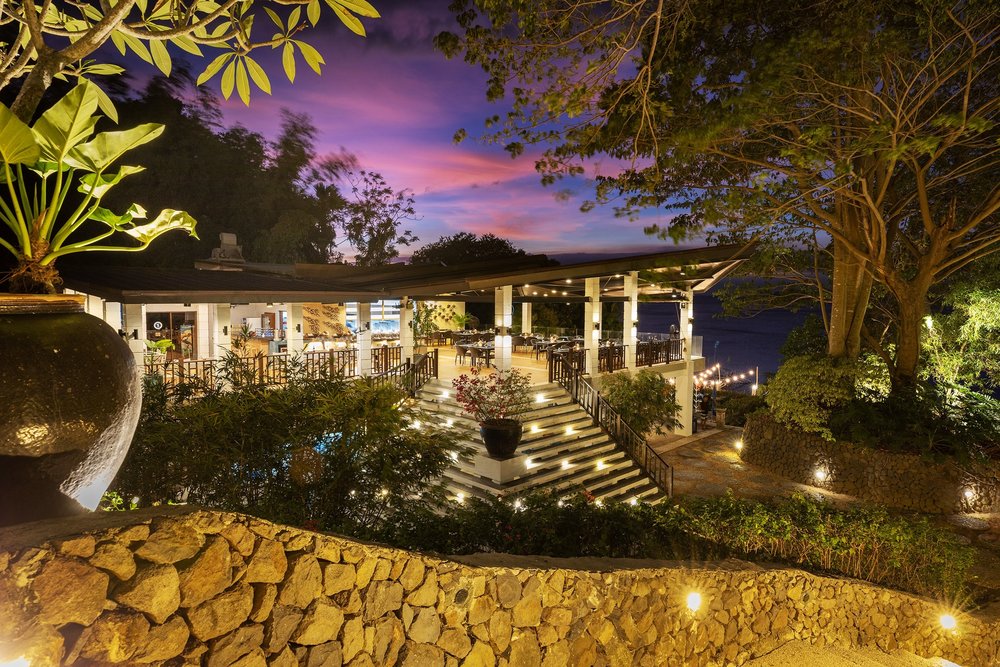 aerial shot of beach resort exterior