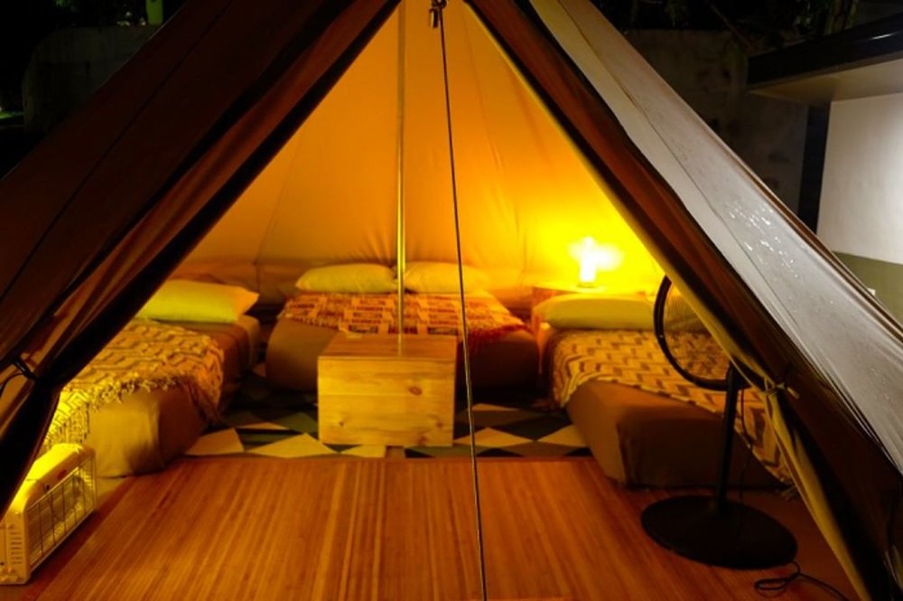 small glamping tent interiors