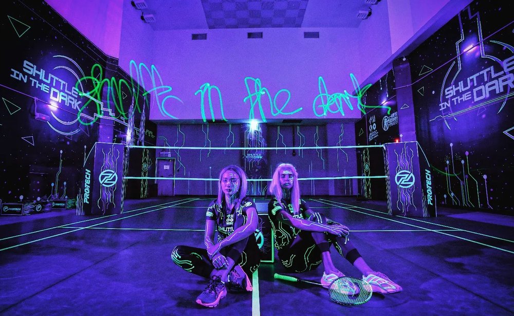 shuttle in the dark glow in the dark badminton court klcc malaysia review