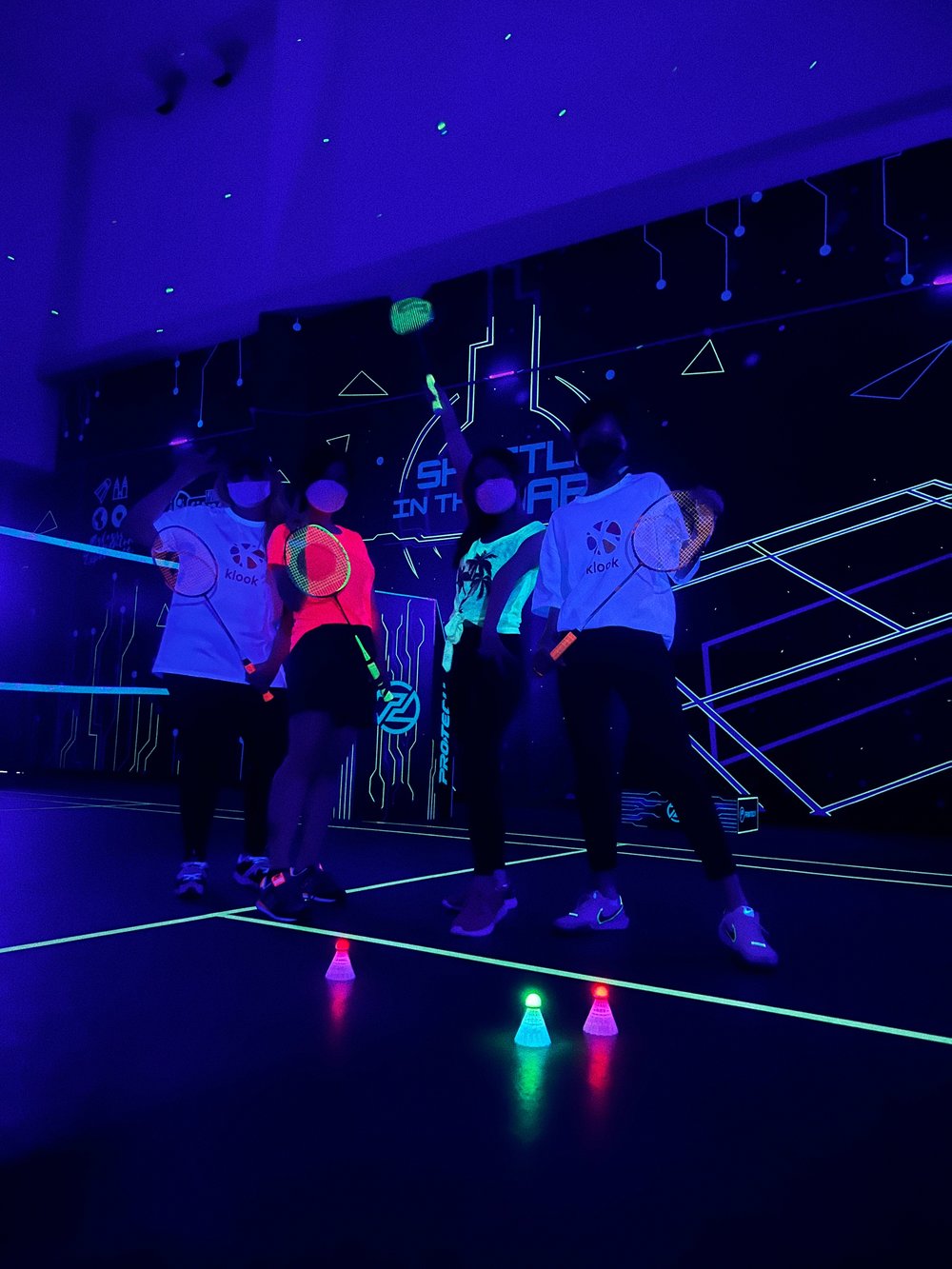 shuttle in the dark glow in the dark badminton court klcc malaysia review