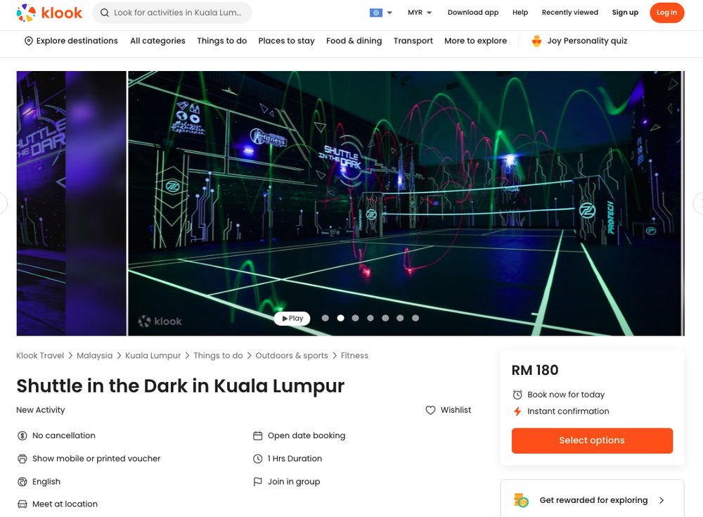 shuttle in the dark glow in the dark badminton court klcc malaysia review