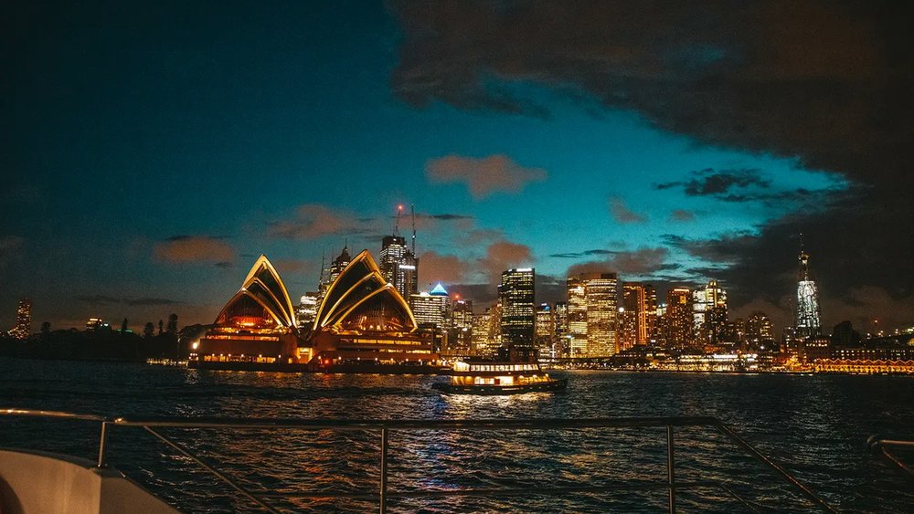 Marvel at the dazzling Sydney city skyline at night.