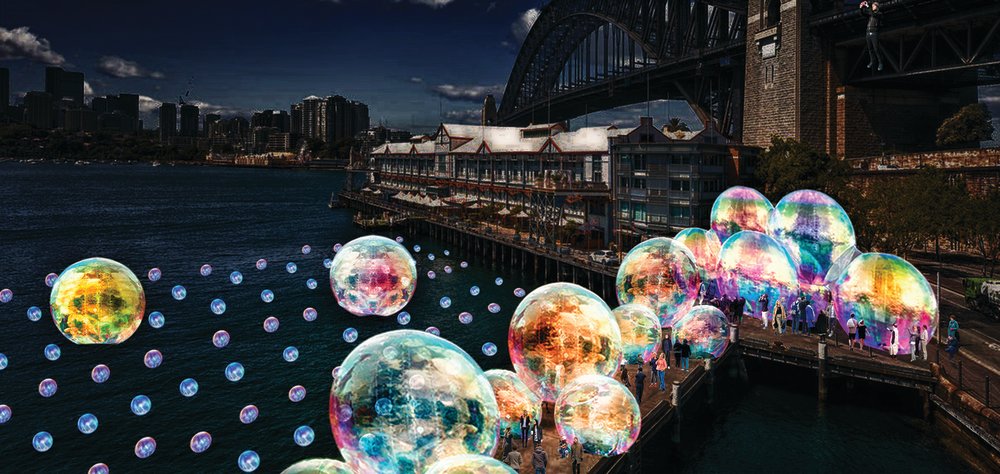 This floating boardwalk feels like a giant bubble bath! Image Credit: 'Ephemeral Oceanic' Artists Impression by Atelier Sisu: Zara Pasfield and Renzo B. Larriviere 