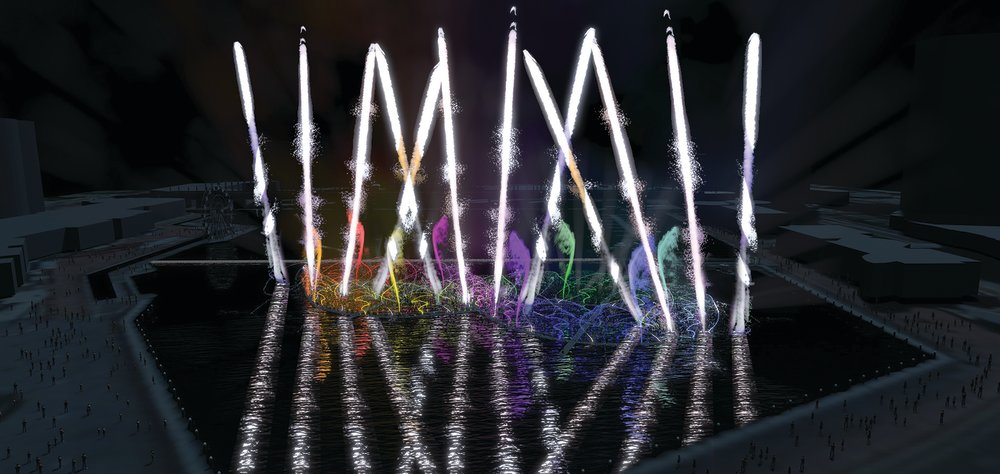 An unmissable dance of light and liquid in Darling Harbour. Image Credit:  'Sydney Infinity' Artists Impression by Oracle Liquid