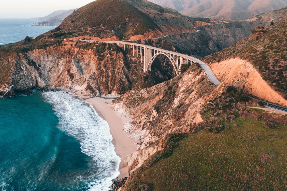 a view of bixby creek bridge in big sur in california