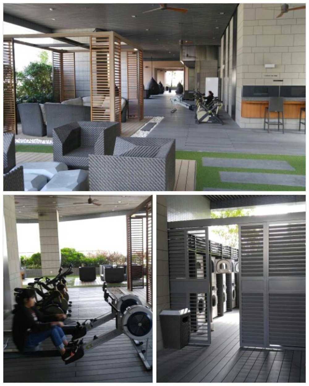 酒店8樓的「綠園」是戶外休閒活動場地,設有健身區、閱讀區等。(Instagram @steve.852)