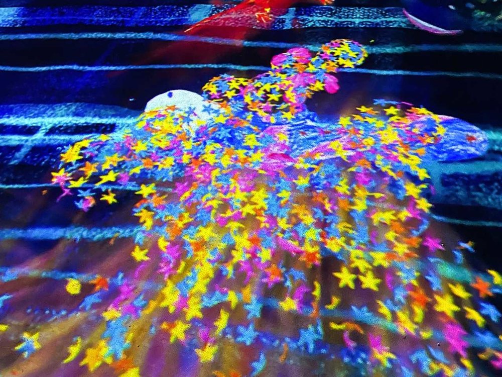 チームラボボーダレス　お花に埋もれるサンショウウオ