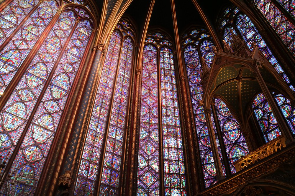 stained glass windows at the sainte-chapelle in paris france