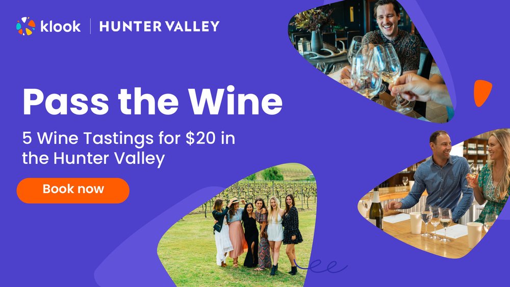 Book up to 5 wine tastings in the Hunter Valley and save a massive 20%!