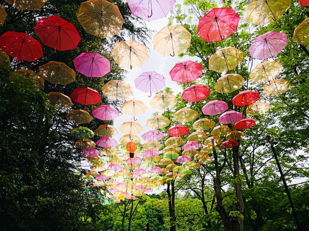 ムーミンバレーパーク アンブレラスカイ 気球がアクセント