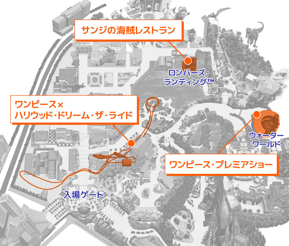 USJ ワンピースコラボ2022 パークマップ