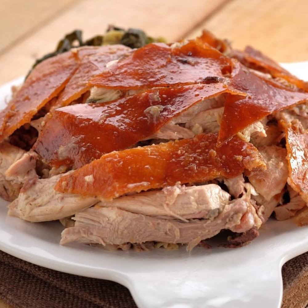 crispy lechon in plate