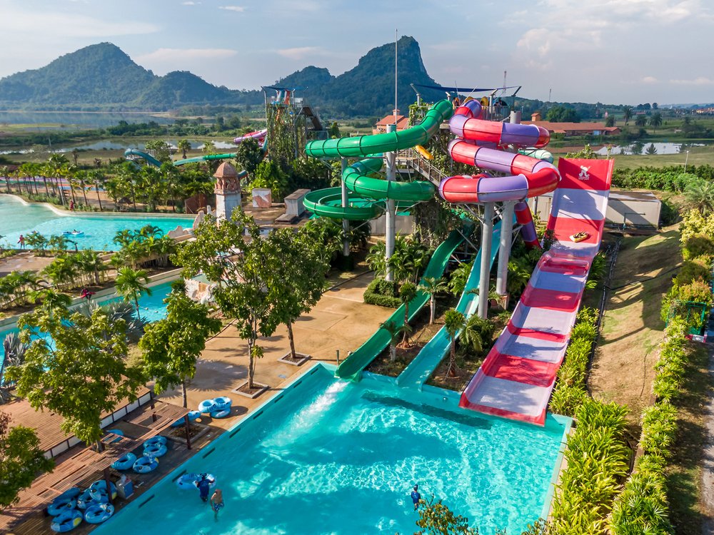 swimming pool with slides