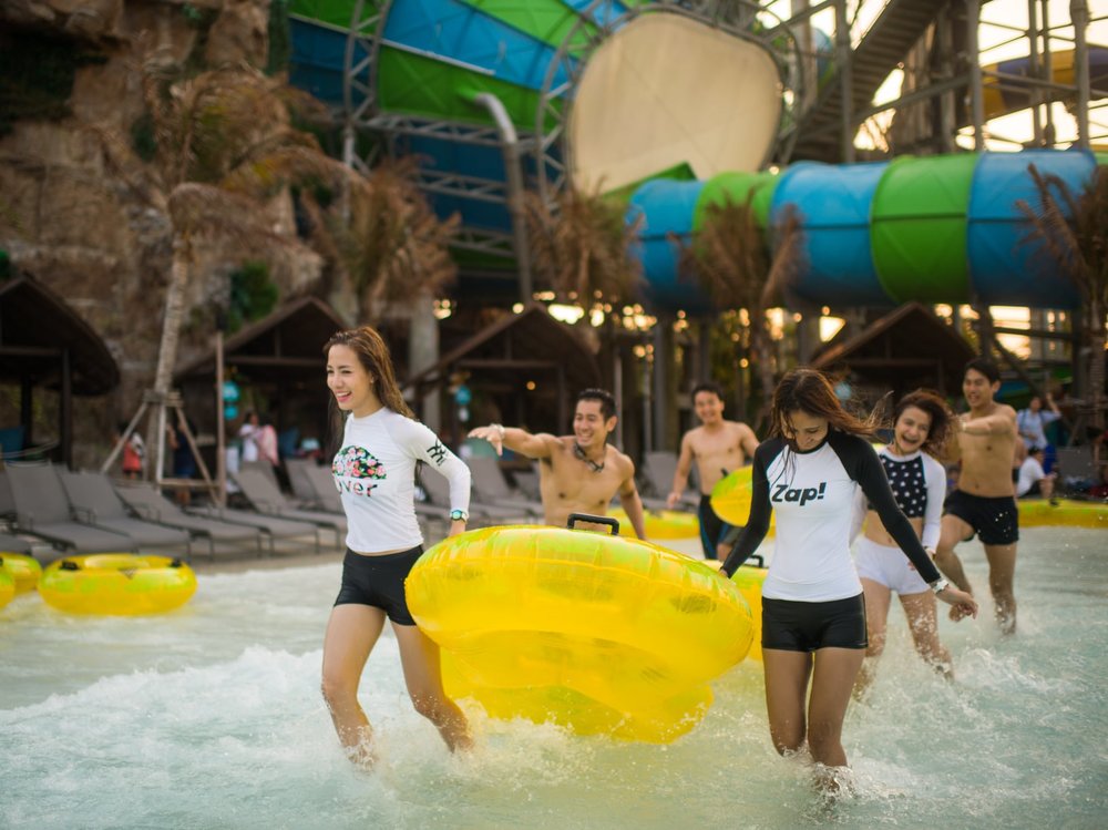 People having fun in the pool