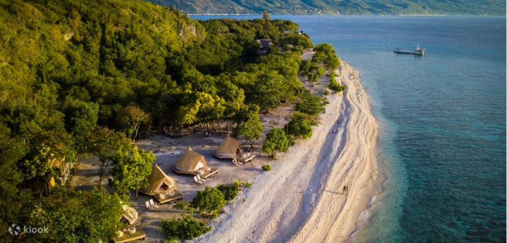 Sandbar with a crystal clear water