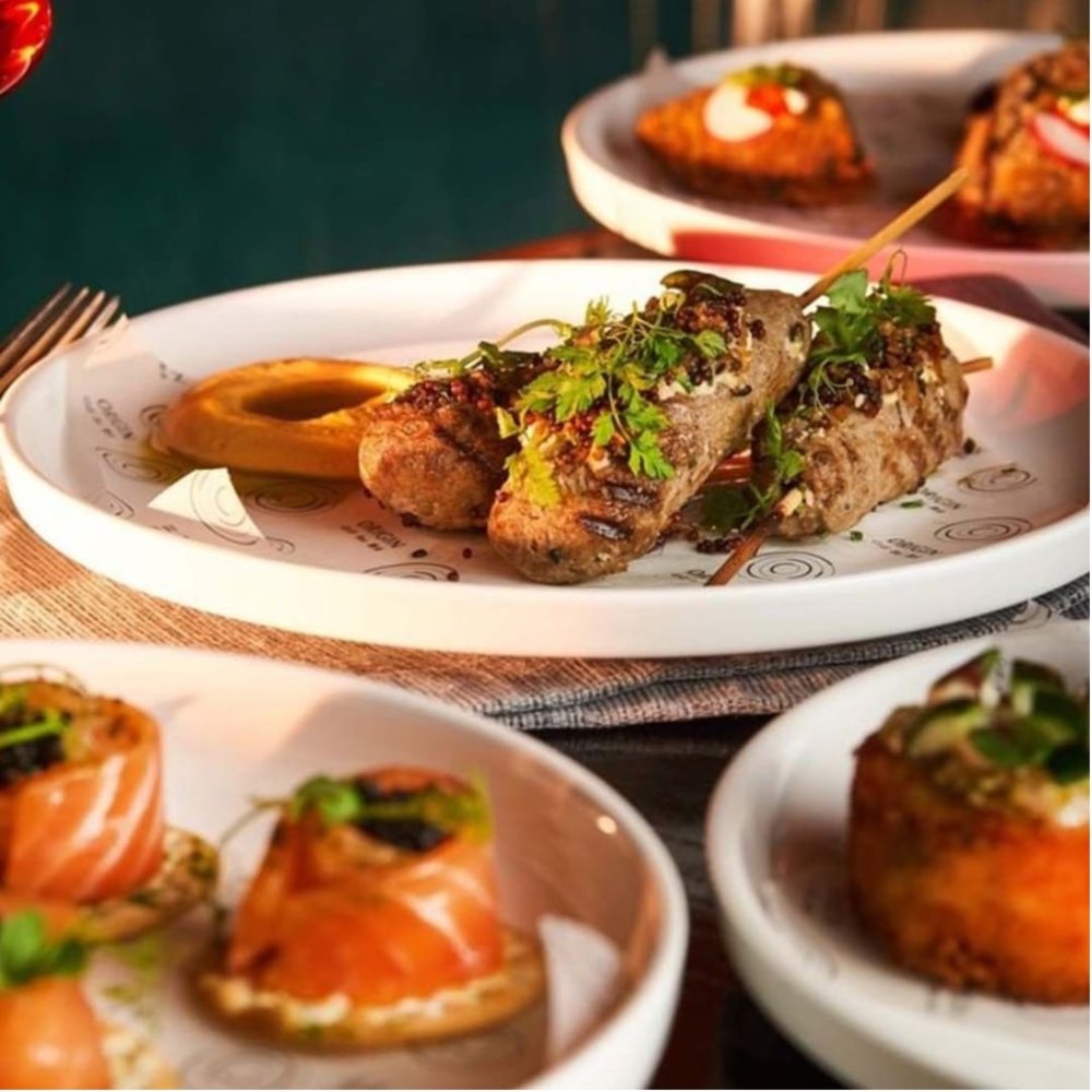 Meat on the plates with a nice plating