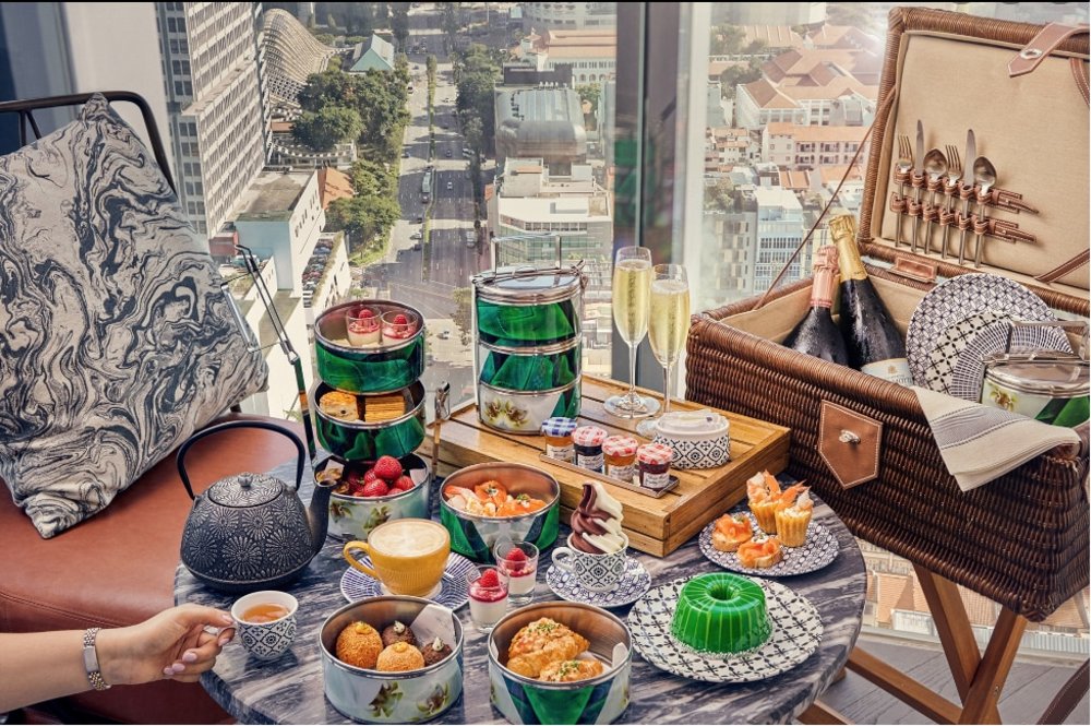 Pastries, Wines and Coffee in the table overlooking the city