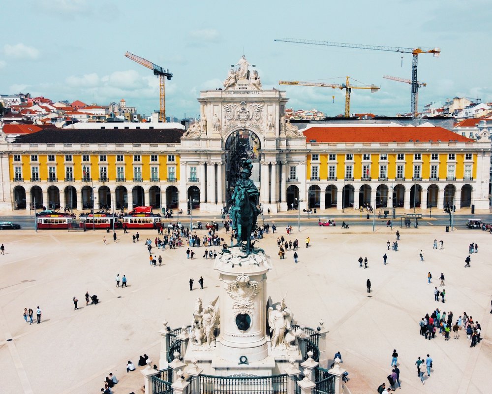 Tourists at one of Lisbon's famous tourist spots