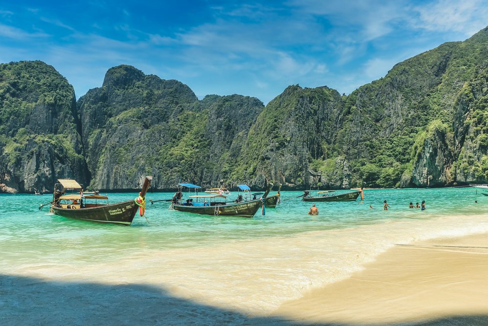 Travel to Phi Phi Islands on day 3 Thailand island hopping itinerary