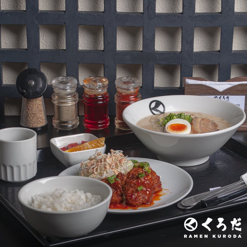 chicken dish with Ramen on the side