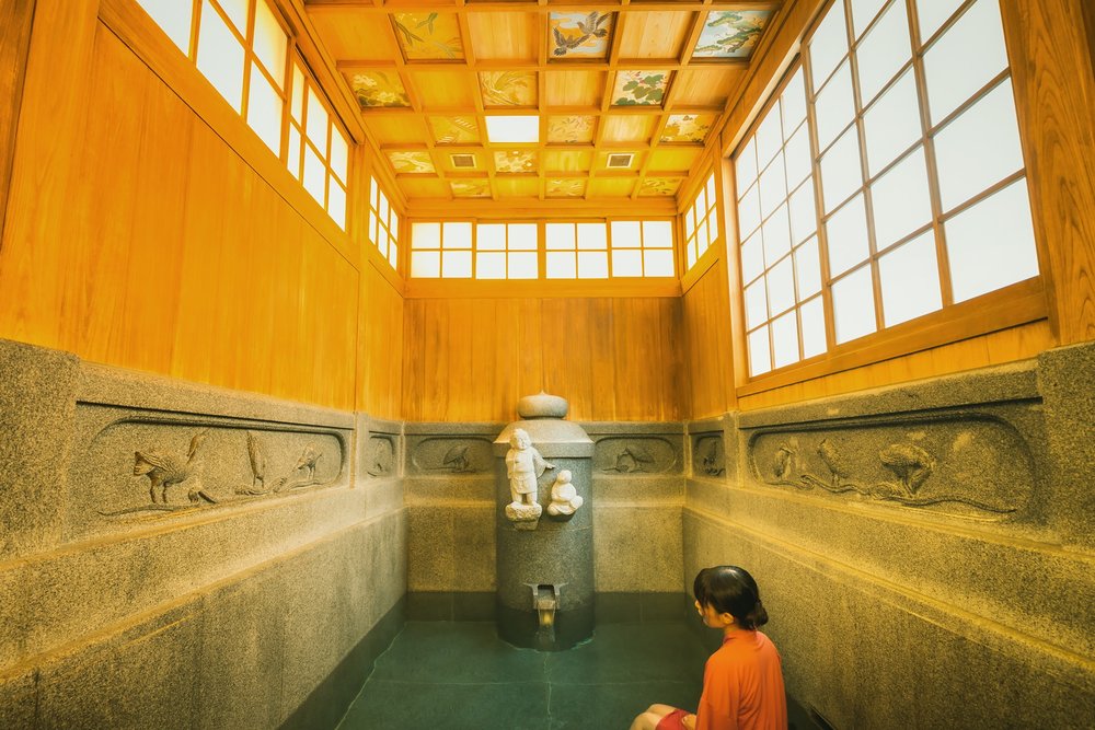 Girl in a bath house