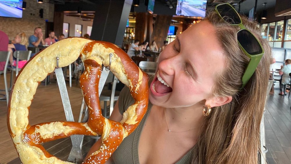 Feast your eyes on the biggest pretzel in town! Image credits: @3.girls.1.plate on Instagram