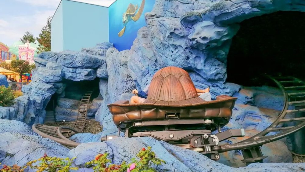 Go on an aquatic adventure aboard Crush’s Coaster, one of the only spinning coasters in Disneyland. Credit: maryon_ps