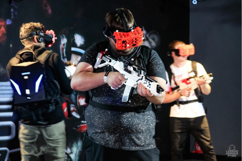 Group of friends playing using VR