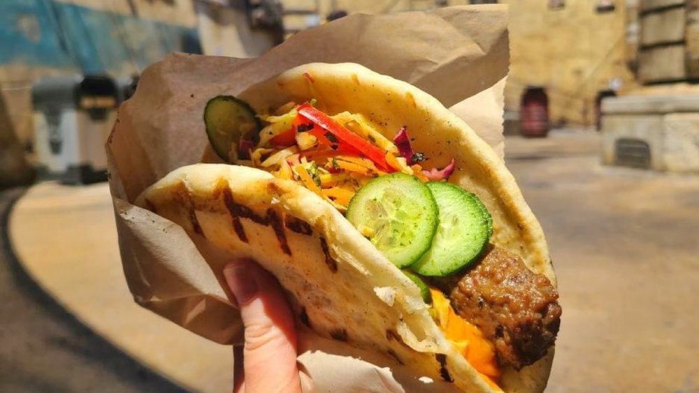 Fuel up with savoury wraps filled with grilled meat and other delish toppings! Credits: @vegandisneyfood on Instagram