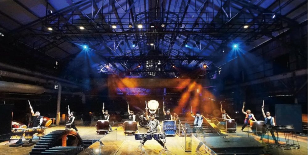 Drummer band in the stage