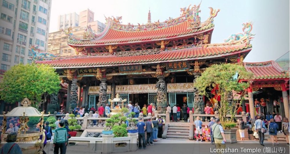 Longshan temple with visitors