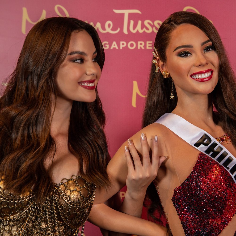 Miss Universe Catriona Gray Wax Figure with her on the side