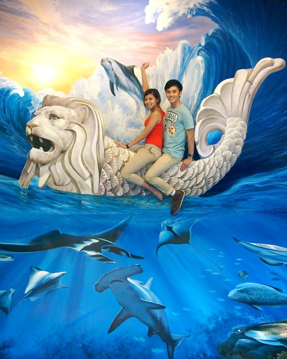 Tourist riding a sea lion