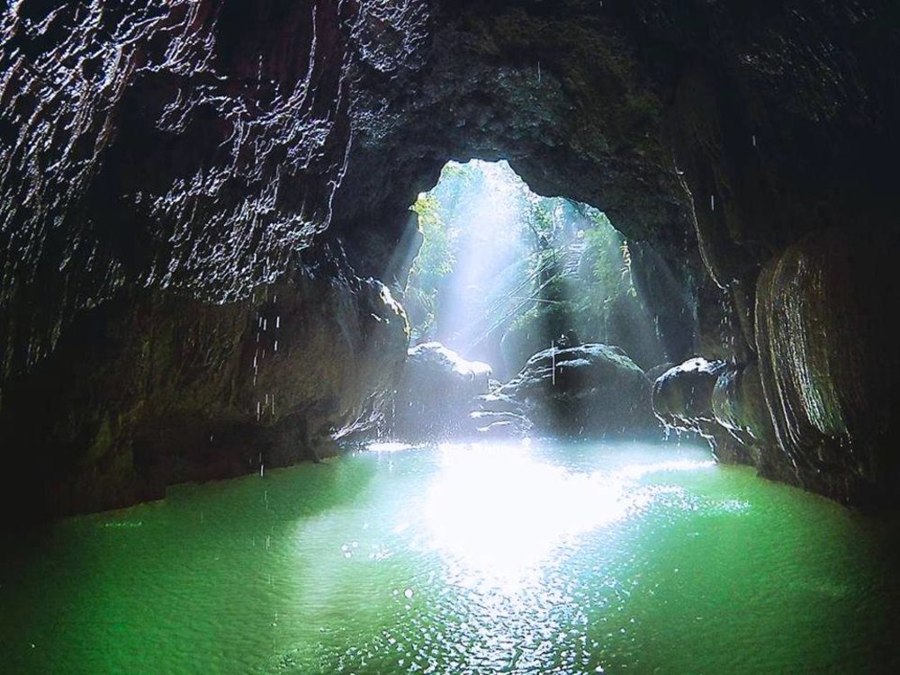 underground river with sunlight