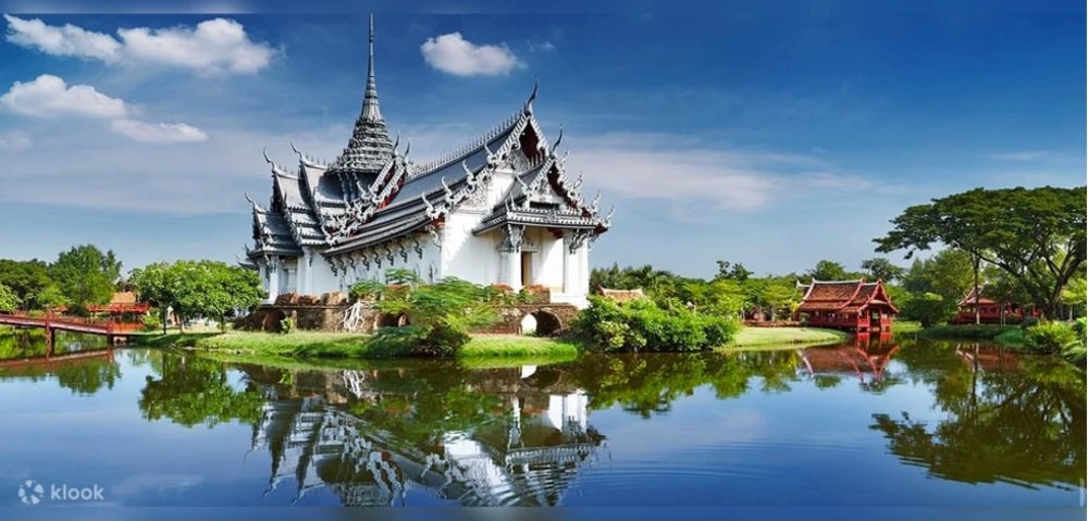 Ancient temple surrounded by a pond