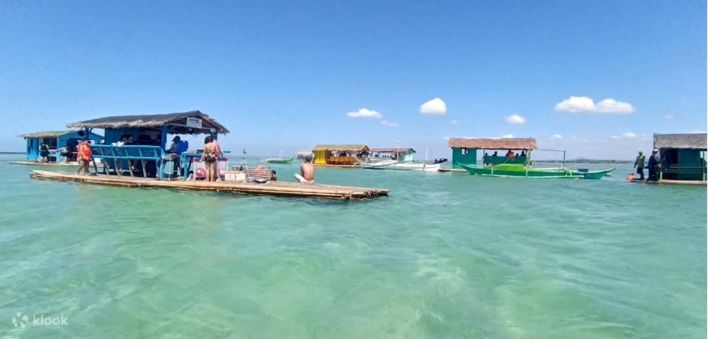 Floating cottages in beach