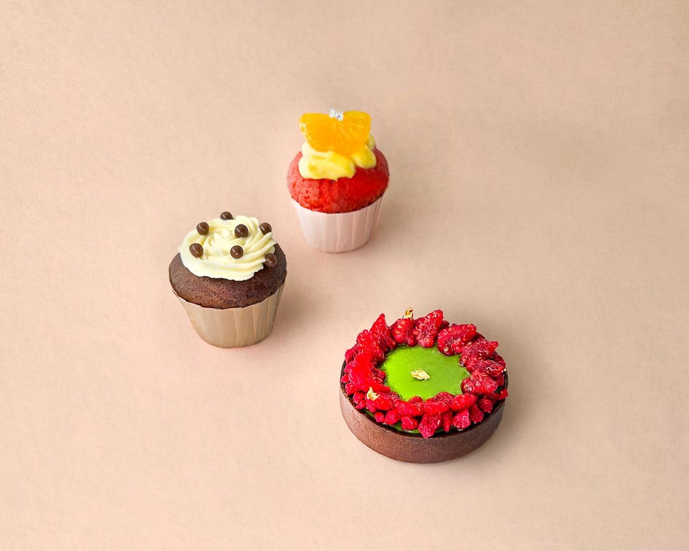 紅莓柑橘杯子蛋糕、特濃朱古力香蕉流心杯子、蛋糕宇治抹茶紅莓撻