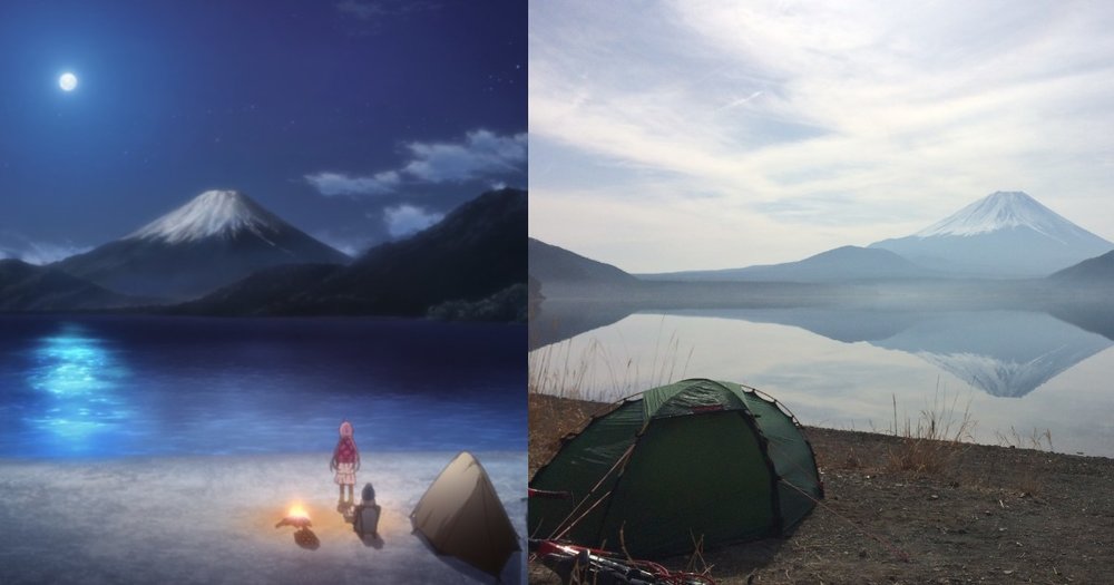 Lake Motosu in Yuru Camp and in Real Life