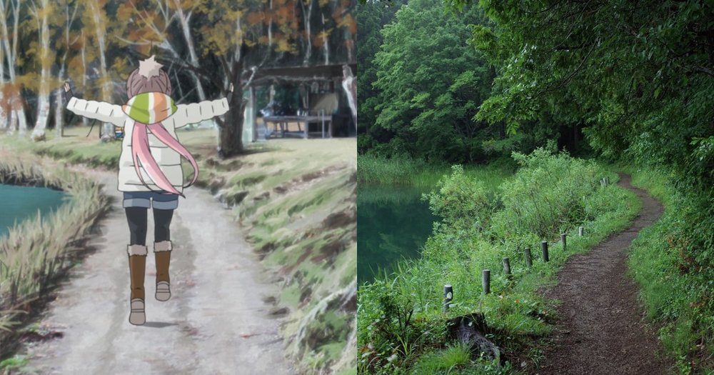 Lake Shibire in Yuru Camp and in Real Life