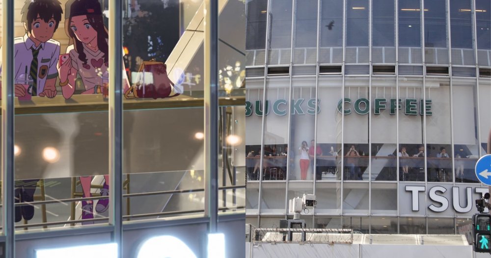 Starbucks Shibuya in Kimi no Nawa and in Real Life