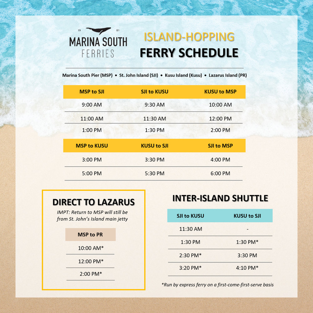 Weekday Schedule for Marina South Ferries