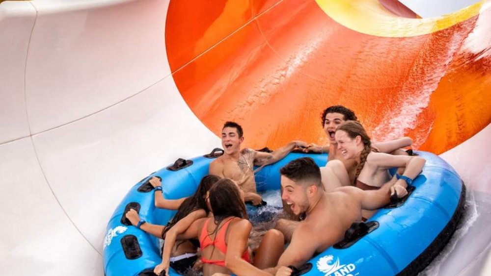 A group of friends having a fun time at Island H20 Water Park