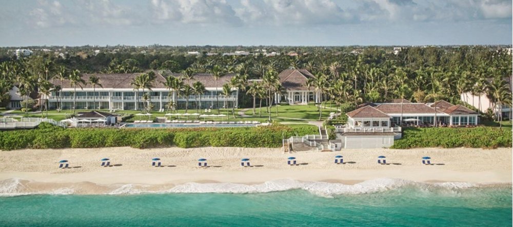 White sand beach and resort