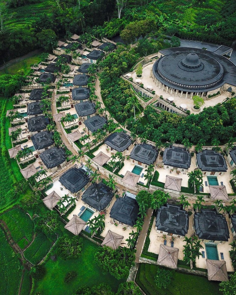 Top view of Amanpuri Hotel in the beach