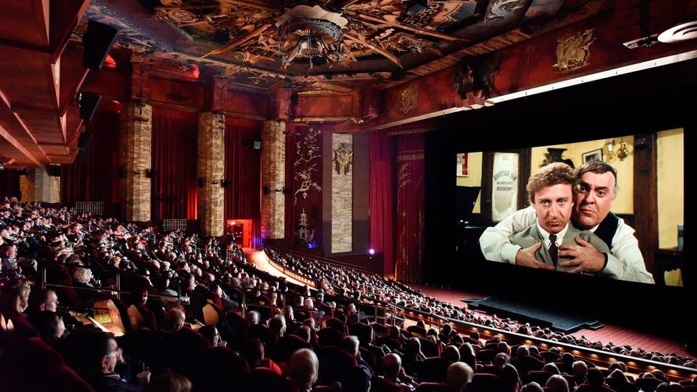 People watching movie in theatre