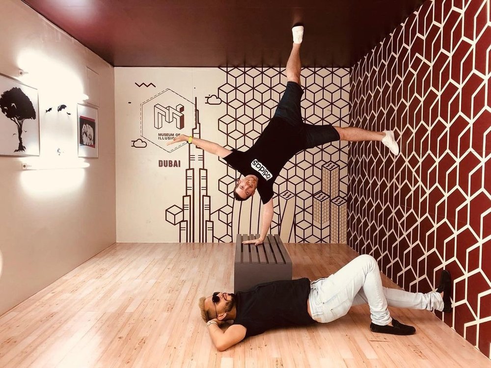 Two boy posing upside down