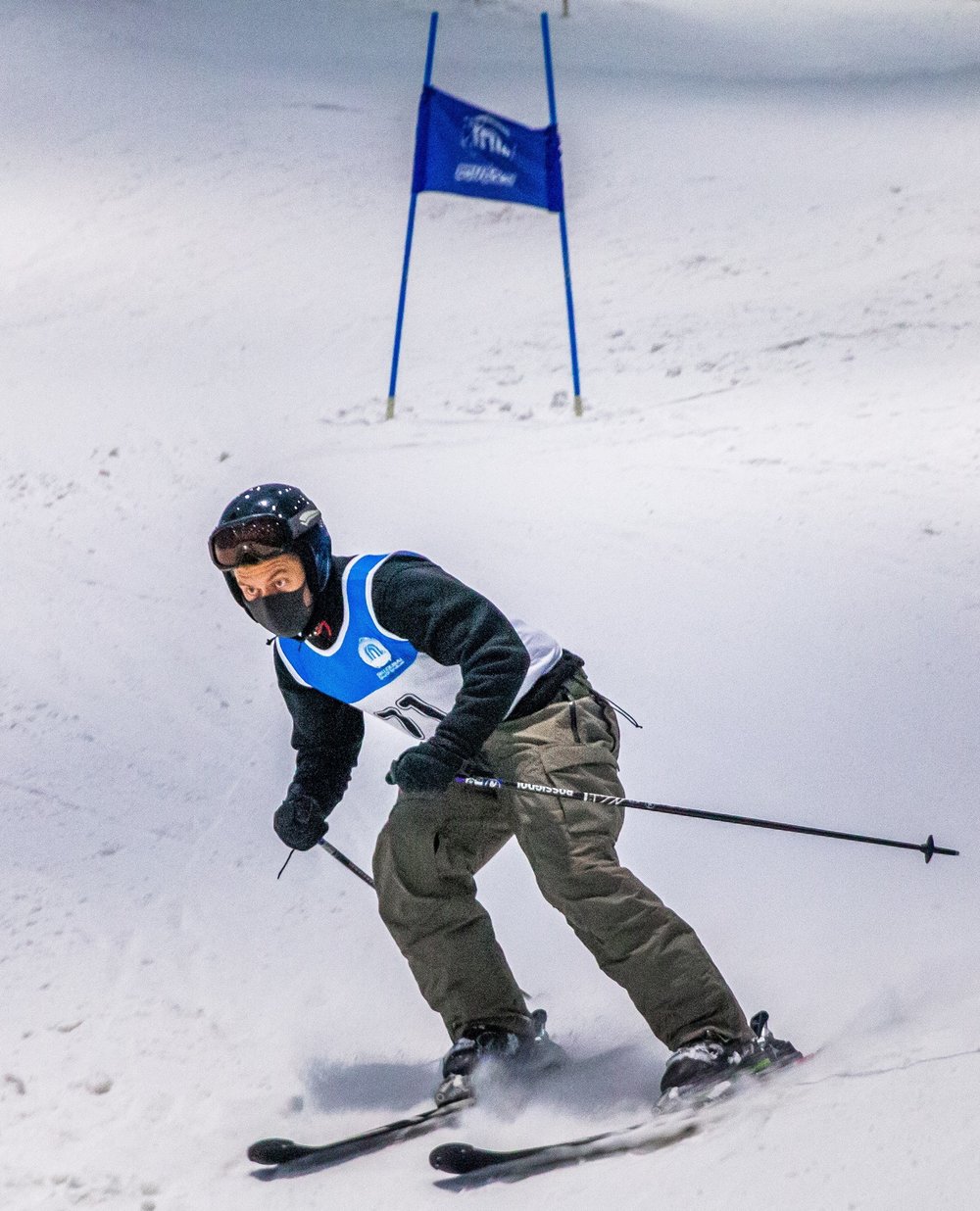 Man skiing down