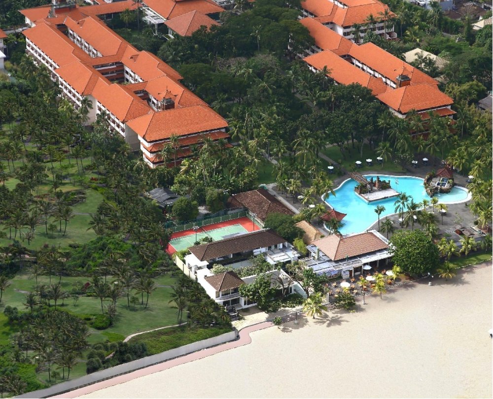 Top view of a resort near the beach