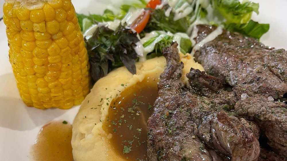  Enjoy a hearty meal of angus ribeye steak at the canteen. Credit: stevenleongsiuweng